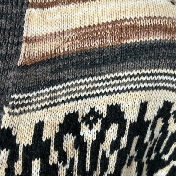 Lucky Brand Jacquard Cotton Blend Boyfriend Cardigan Western Sweater Size Small - Picture 12 of 15